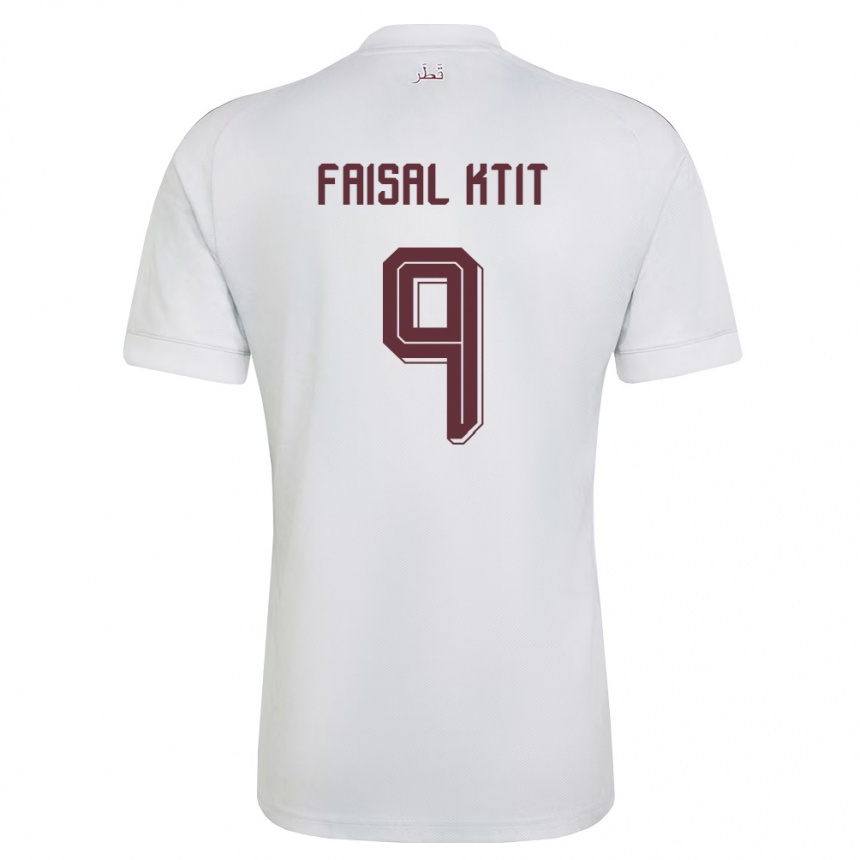 גברים כדורגל קטאר Zaid Faisal Ktit #9 לבן בורדו הרחק ג'רזי 26-28
