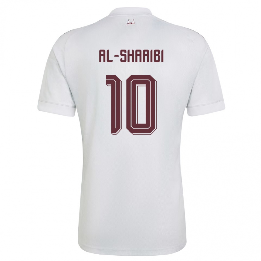 גברים כדורגל קטאר Khalid Al-Shaaibi #10 לבן בורדו הרחק ג'רזי 26-28