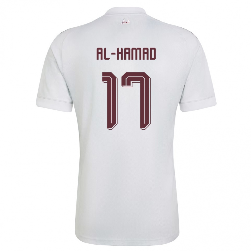 גברים כדורגל קטאר Jassem Al-Hamad #17 לבן בורדו הרחק ג'רזי 26-28