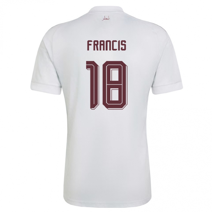 גברים כדורגל קטאר Emmanuel Francis #18 לבן בורדו הרחק ג'רזי 26-28