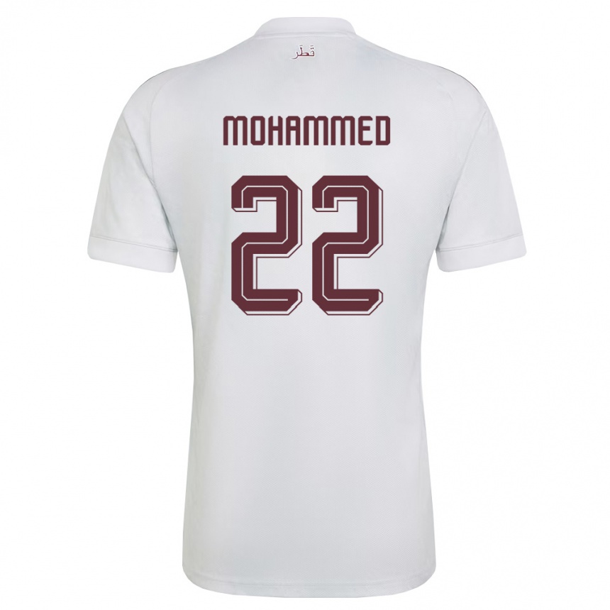 גברים כדורגל קטאר Ali Mohammed #22 לבן בורדו הרחק ג'רזי 26-28