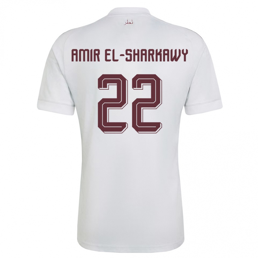 גברים כדורגל קטאר Galal Amir El-Sharkawy #22 לבן בורדו הרחק ג'רזי 26-28