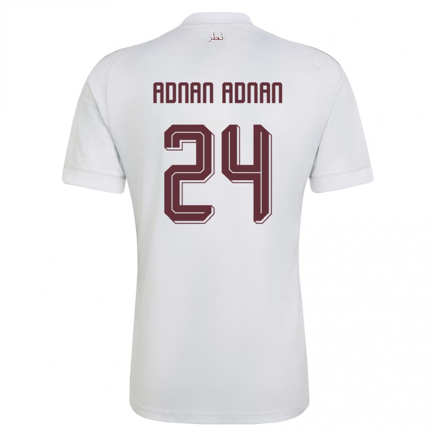 גברים כדורגל קטאר Adham Adnan Adnan #24 לבן בורדו הרחק ג'רזי 26-28