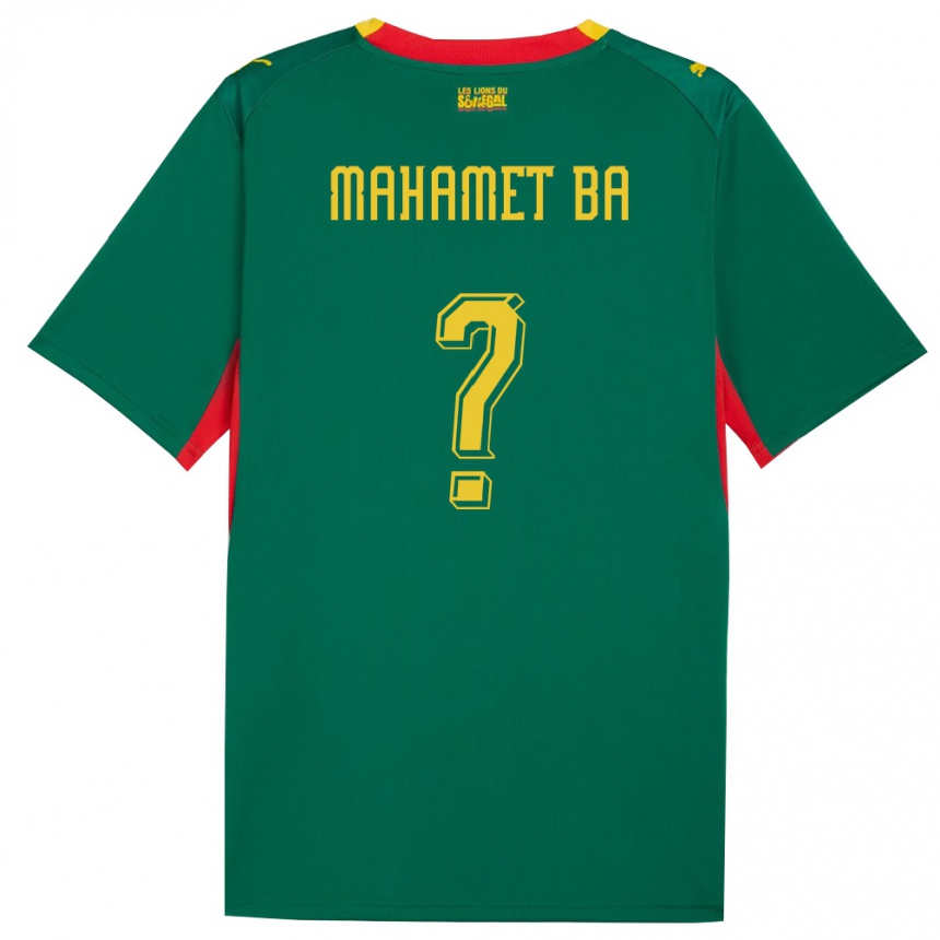 גברים כדורגל סנגל Mahamet Ba #0 ירוק צהוב אדום הרחק ג'רזי 26-28