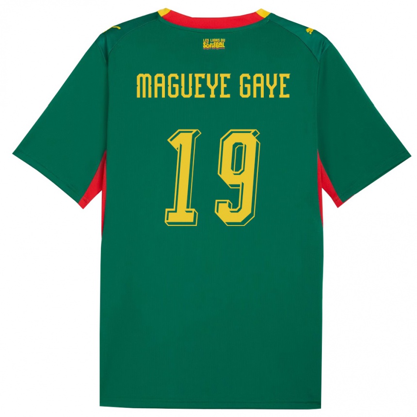 גברים כדורגל סנגל Papa Magueye Gaye #19 ירוק צהוב אדום הרחק ג'רזי 26-28