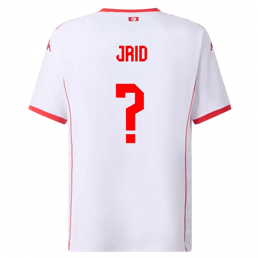 גברים כדורגל תוניסיה Chamseddine Jrid #0 לבן אדום הרחק ג'רזי 26-28