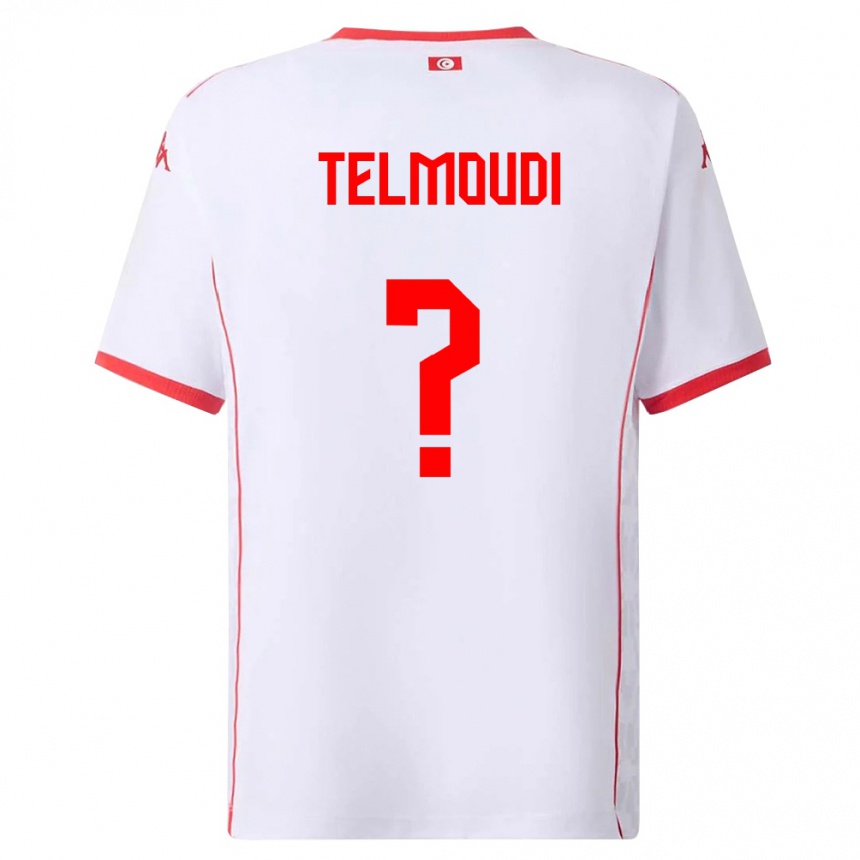 גברים כדורגל תוניסיה Naïm Telmoudi #0 לבן אדום הרחק ג'רזי 26-28