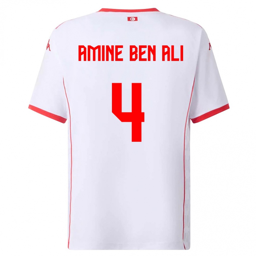 גברים כדורגל תוניסיה Mohamed Amine Ben Ali #4 לבן אדום הרחק ג'רזי 26-28