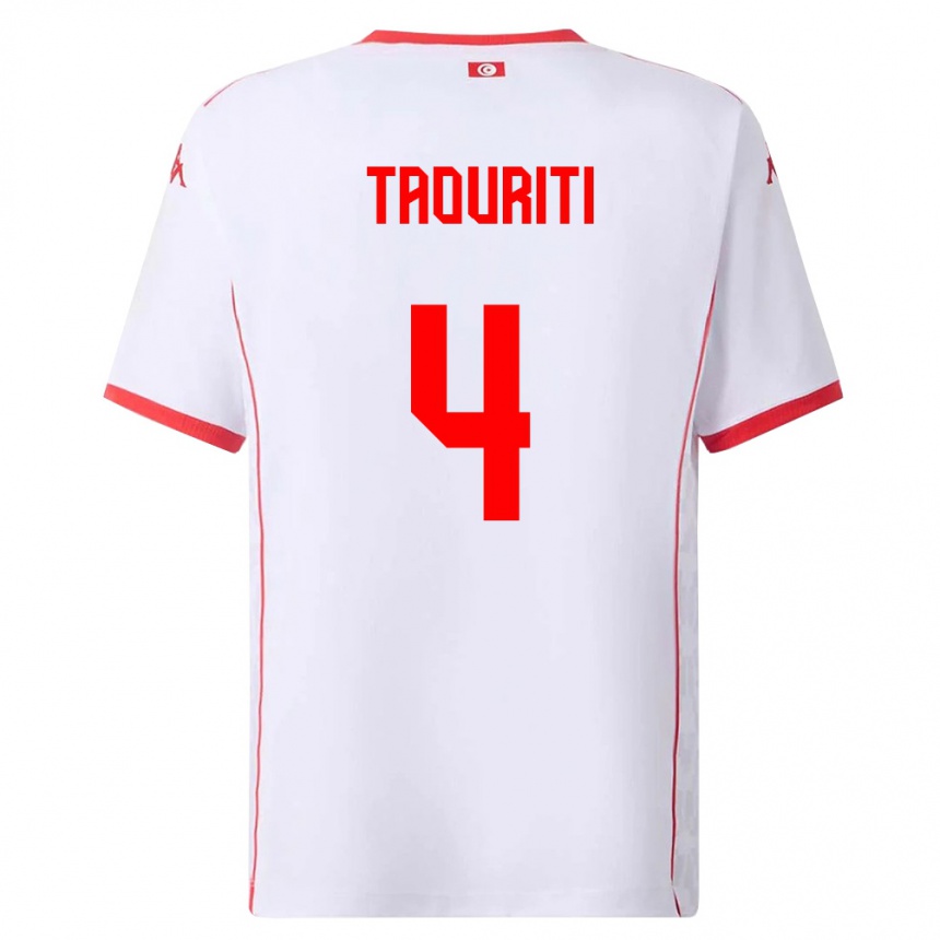 גברים כדורגל תוניסיה Ryan Taouriti #4 לבן אדום הרחק ג'רזי 26-28