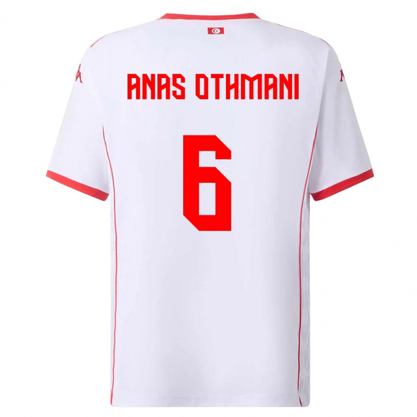 גברים כדורגל תוניסיה Mohamed Anas Othmani #6 לבן אדום הרחק ג'רזי 26-28