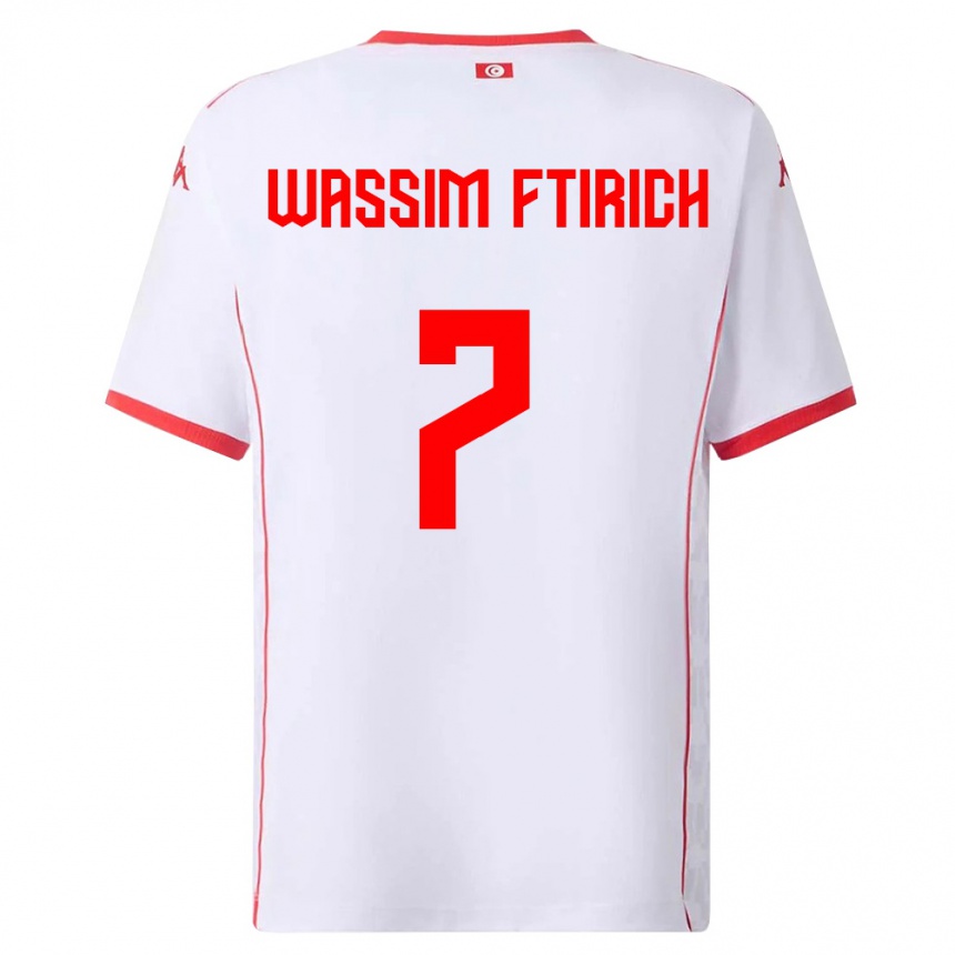 גברים כדורגל תוניסיה Mohamed Wassim Ftirich #7 לבן אדום הרחק ג'רזי 26-28