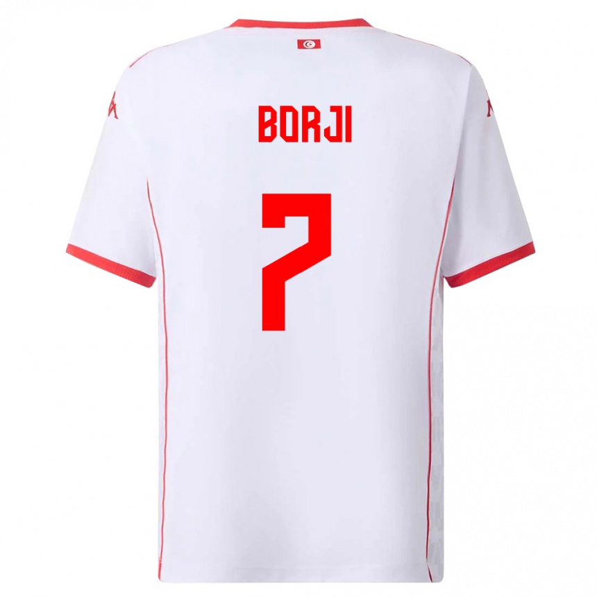 גברים כדורגל תוניסיה Adem Borji #7 לבן אדום הרחק ג'רזי 26-28