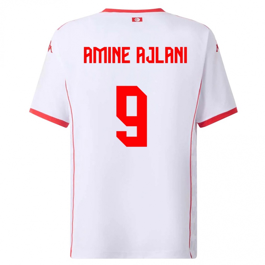 גברים כדורגל תוניסיה Mohamed Amine Ajlani #9 לבן אדום הרחק ג'רזי 26-28