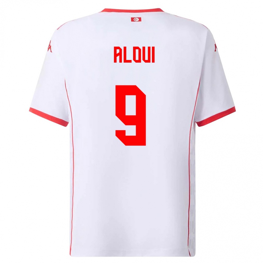גברים כדורגל תוניסיה Islem Aloui #9 לבן אדום הרחק ג'רזי 26-28