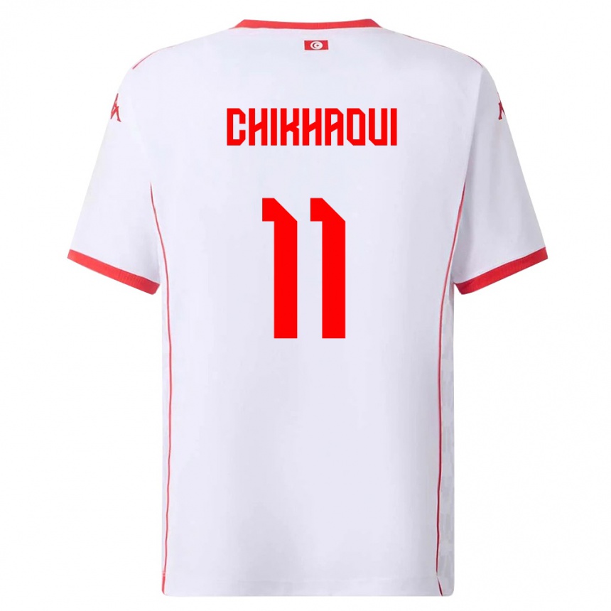 גברים כדורגל תוניסיה Mahdi Chikhaoui #11 לבן אדום הרחק ג'רזי 26-28