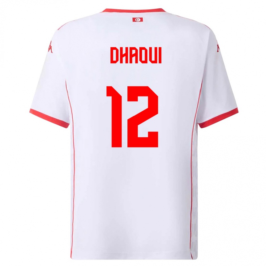 גברים כדורגל תוניסיה Elyes Dhaoui #12 לבן אדום הרחק ג'רזי 26-28