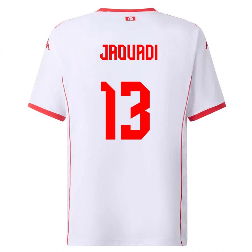 גברים כדורגל תוניסיה Assim Jaouadi #13 לבן אדום הרחק ג'רזי 26-28