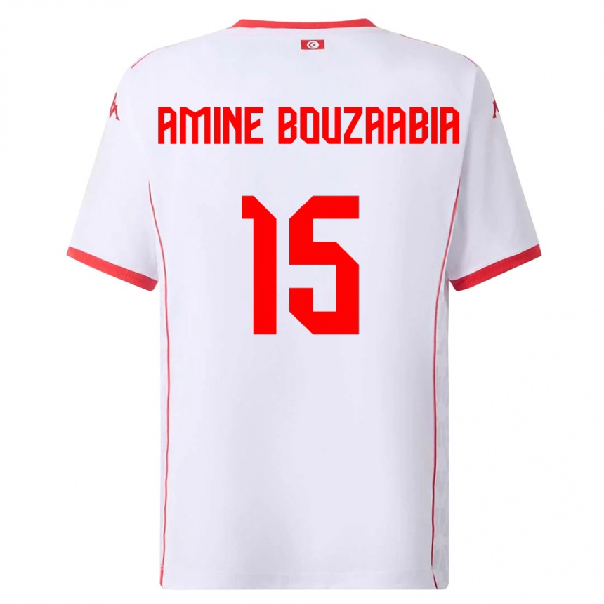 גברים כדורגל תוניסיה Mohamed Amine Bouzaabia #15 לבן אדום הרחק ג'רזי 26-28