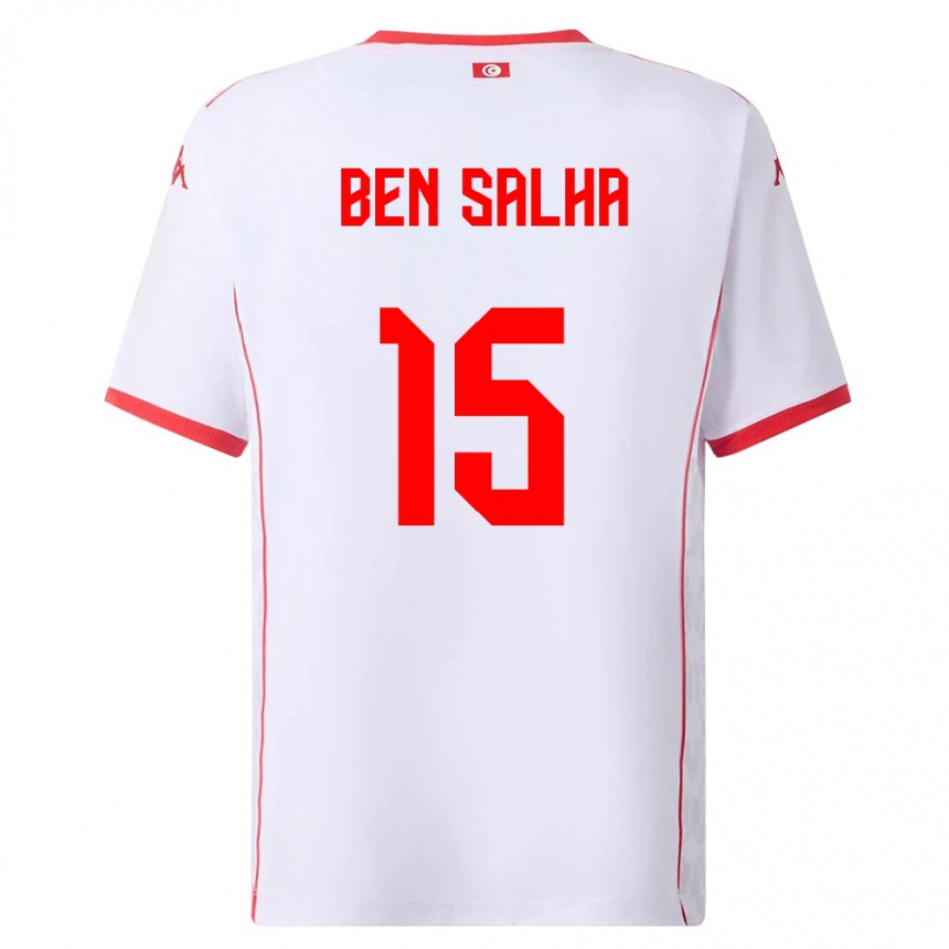 גברים כדורגל תוניסיה Yakine Ben Salha #15 לבן אדום הרחק ג'רזי 26-28