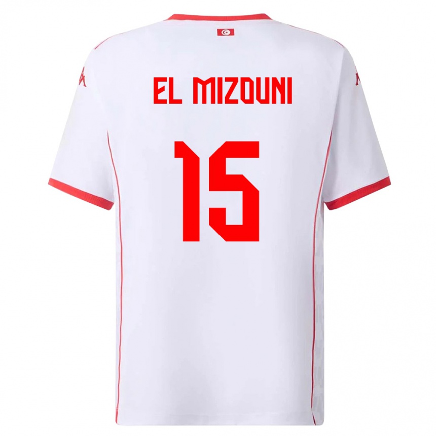 גברים כדורגל תוניסיה Idris El Mizouni #15 לבן אדום הרחק ג'רזי 26-28