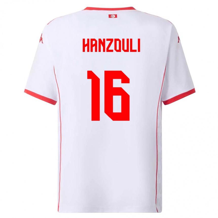 גברים כדורגל תוניסיה Moatez Hanzouli #16 לבן אדום הרחק ג'רזי 26-28