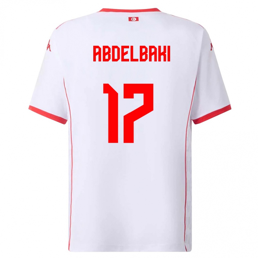 גברים כדורגל תוניסיה Aziz Abdelbaki #17 לבן אדום הרחק ג'רזי 26-28