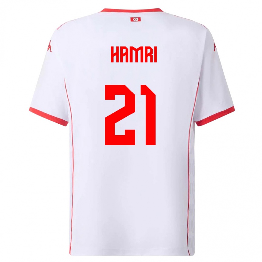 גברים כדורגל תוניסיה Rabii Hamri #21 לבן אדום הרחק ג'רזי 26-28