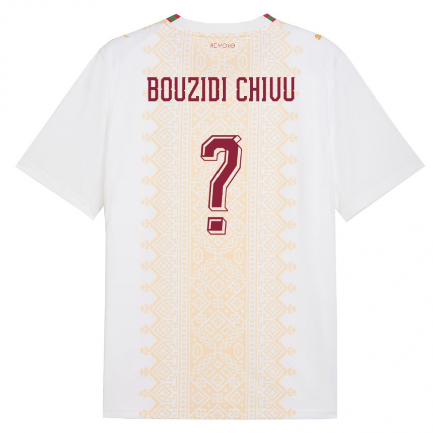גברים כדורגל מָרוֹקוֹ Rayan Bouzidi Chivu #0 לבן זהב אדום הרחק ג'רזי 26-28