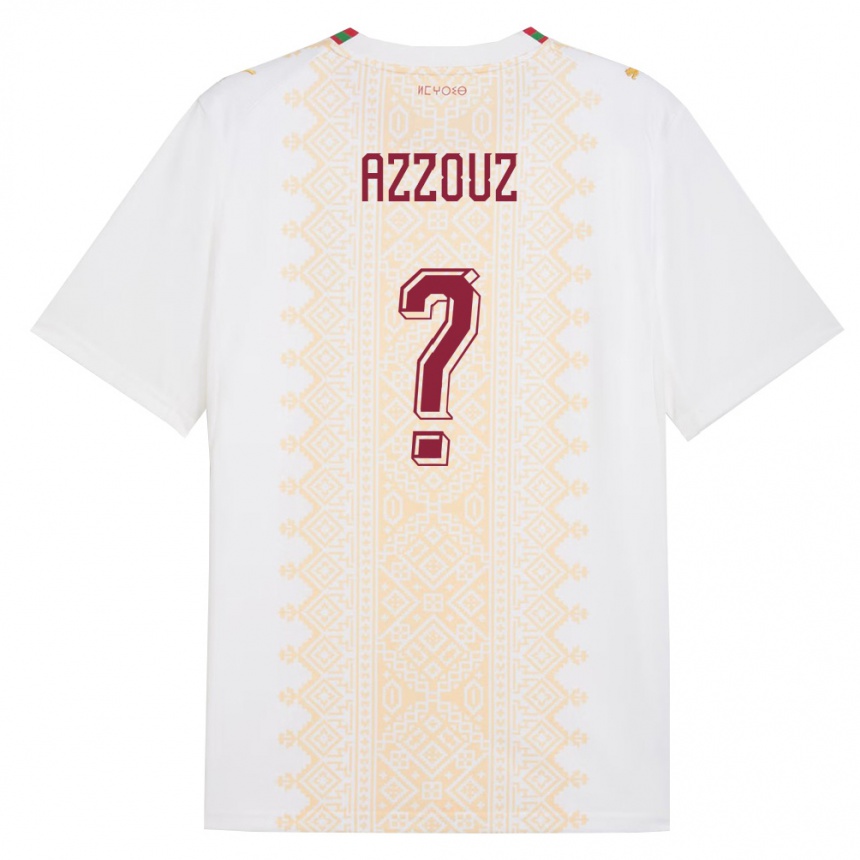גברים כדורגל מָרוֹקוֹ Youssef Azzouz #0 לבן זהב אדום הרחק ג'רזי 26-28