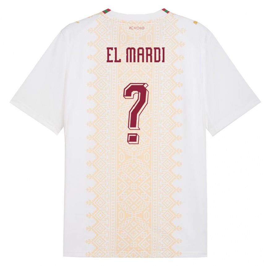 גברים כדורגל מָרוֹקוֹ Ziyad El Mardi #0 לבן זהב אדום הרחק ג'רזי 26-28