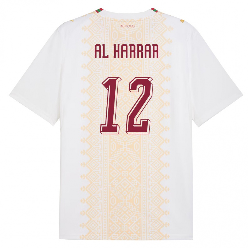 גברים כדורגל מָרוֹקוֹ El Mehdi Al Harrar #12 לבן זהב אדום הרחק ג'רזי 26-28