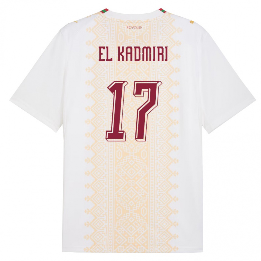 גברים כדורגל מָרוֹקוֹ Ugo Lamare El Kadmiri #17 לבן זהב אדום הרחק ג'רזי 26-28