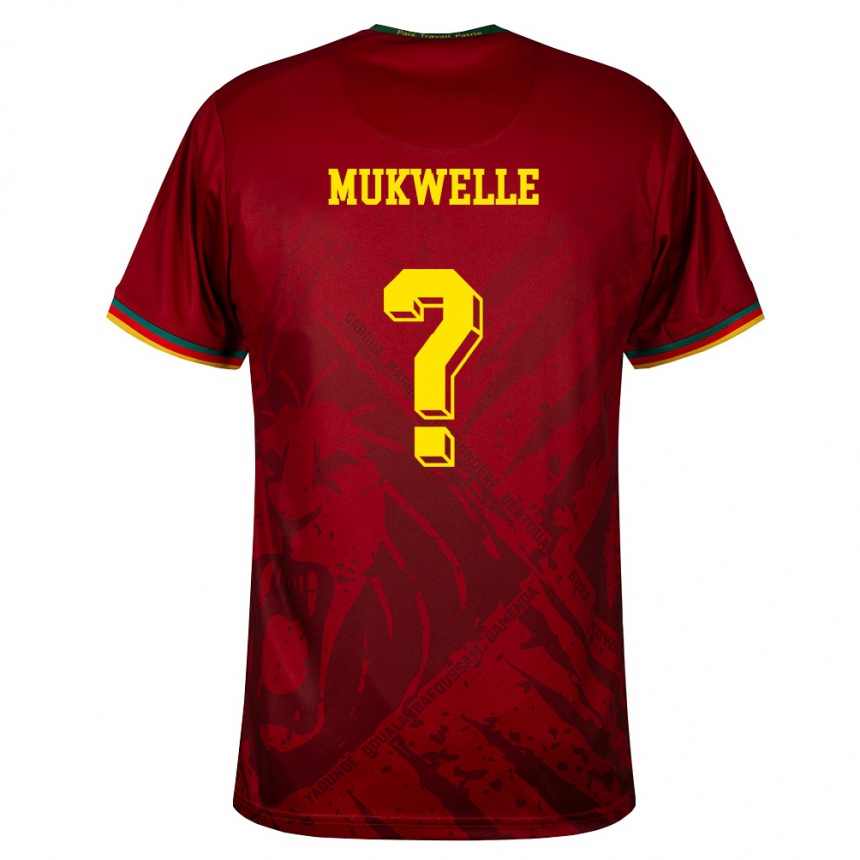 גברים כדורגל קמרון William Mukwelle #0 אדום עמוק ירוק צהוב הרחק ג'רזי 26-28