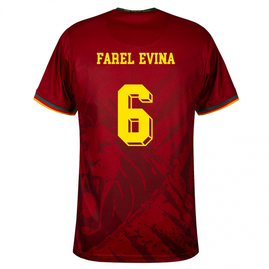 גברים כדורגל קמרון Sony Farel Evina #6 אדום עמוק ירוק צהוב הרחק ג'רזי 26-28