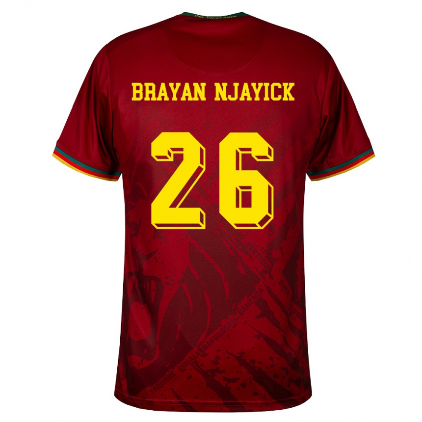 גברים כדורגל קמרון Fils Brayan Njayick #26 אדום עמוק ירוק צהוב הרחק ג'רזי 26-28