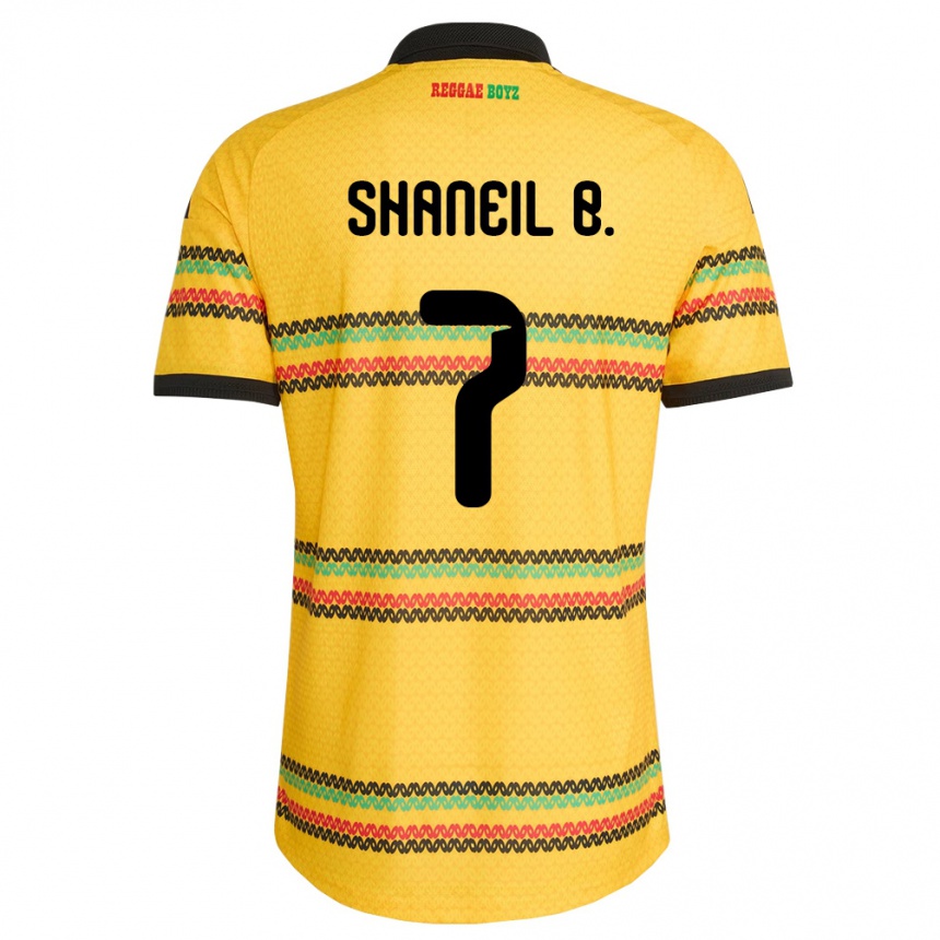 נשים כדורגל ג'מייקה Shaneil Buckley #7 צהוב שחור ירוק ג'רזי ביתית 26-28
