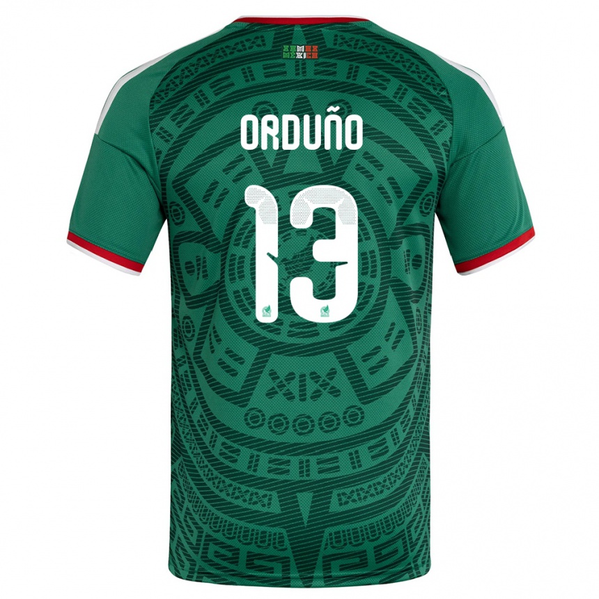 נשים כדורגל מקסיקו David Orduño #13 ירוק לבן אדום ג'רזי ביתית 26-28