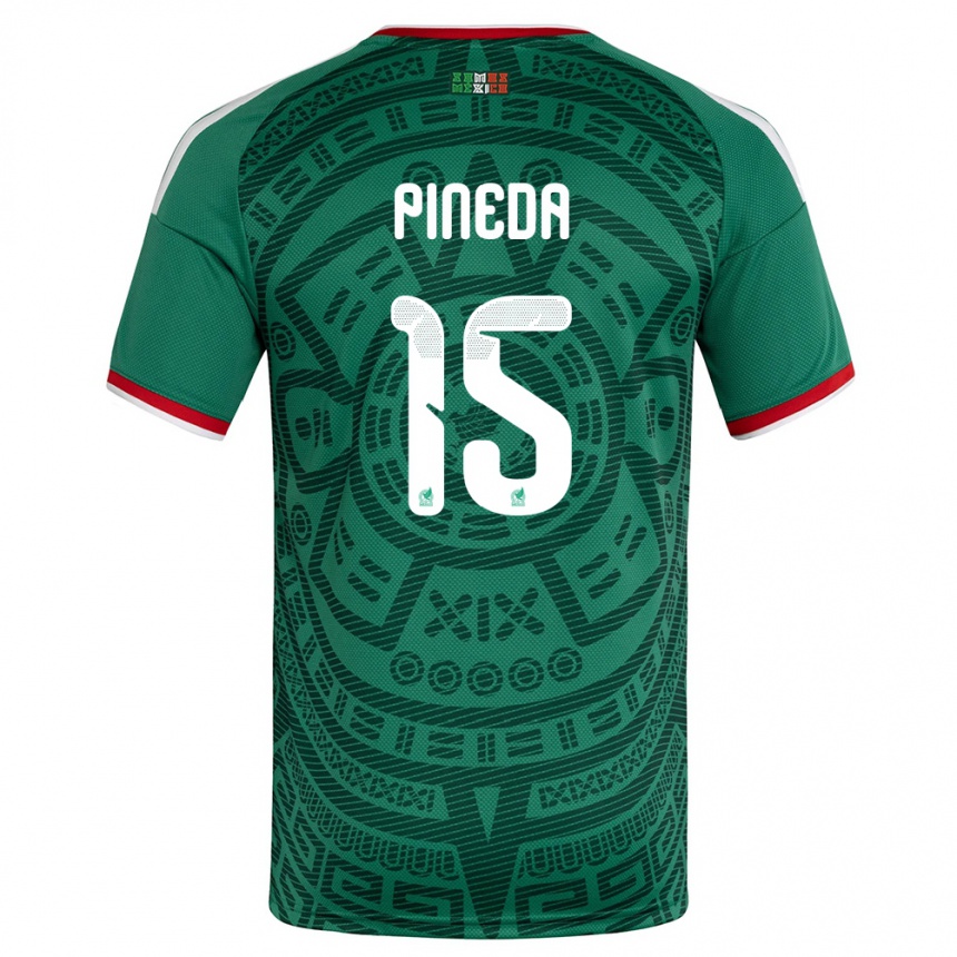נשים כדורגל מקסיקו Oscar Pineda #15 ירוק לבן אדום ג'רזי ביתית 26-28