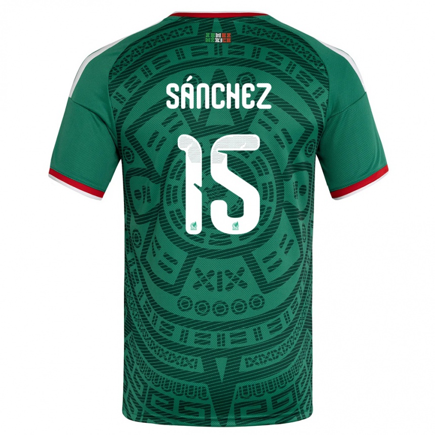 נשים כדורגל מקסיקו Eliud Sánchez #15 ירוק לבן אדום ג'רזי ביתית 26-28