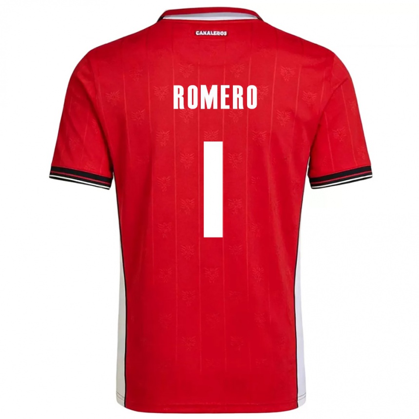 נשים כדורגל פנמה Manuel Romero #1 אדום חום לבן ג'רזי ביתית 26-28
