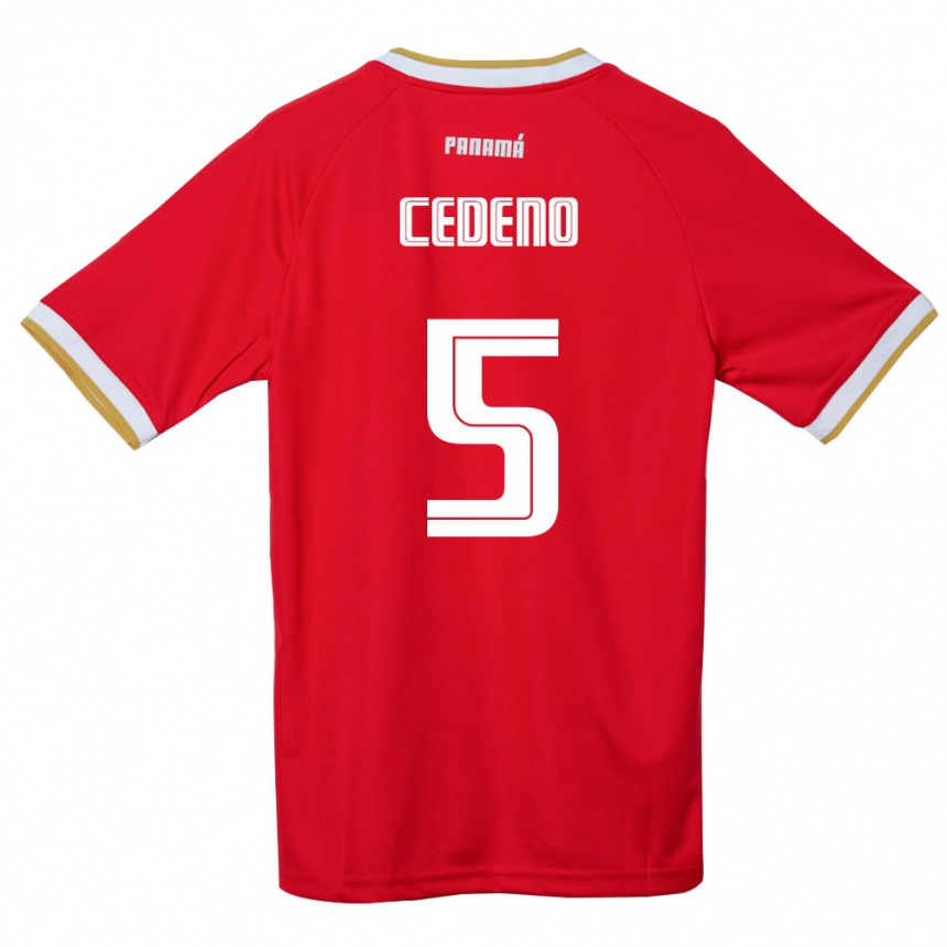 נשים כדורגל פנמה Edward Cedeño #5 אדום חום לבן ג'רזי ביתית 26-28