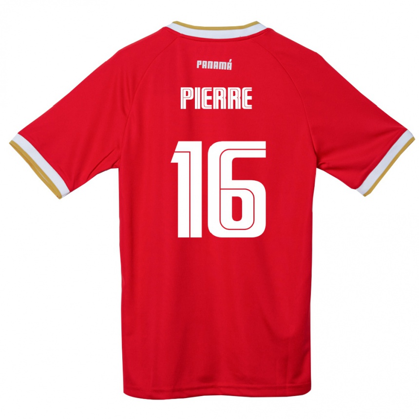 נשים כדורגל פנמה Jael Pierre #16 אדום חום לבן ג'רזי ביתית 26-28