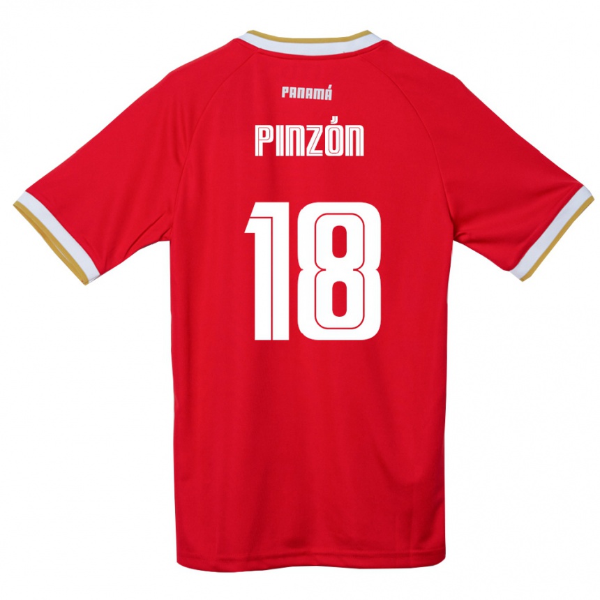 נשים כדורגל פנמה Oliver Pinzón #18 אדום חום לבן ג'רזי ביתית 26-28