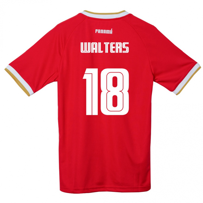 נשים כדורגל פנמה Kairo Walters #18 אדום חום לבן ג'רזי ביתית 26-28