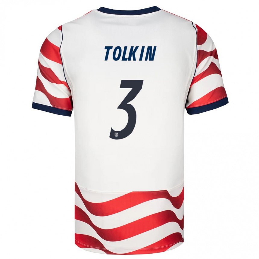 נשים כדורגל ארצות הברית ג'ון טולקין #3 אדום לבן שחור ג'רזי ביתית 26-28
