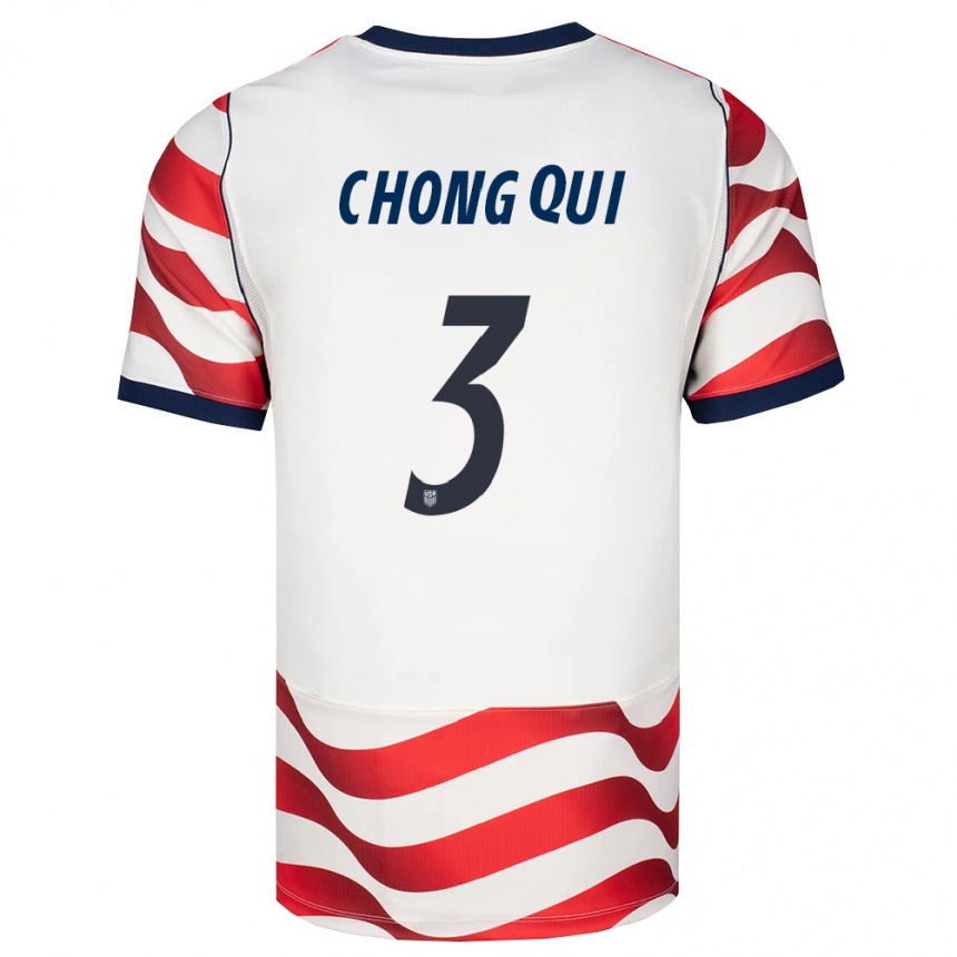 נשים כדורגל ארצות הברית Dominik Chong Qui #3 אדום לבן שחור ג'רזי ביתית 26-28