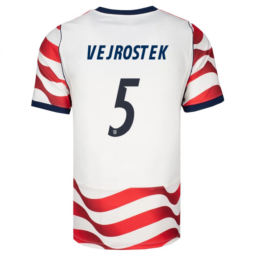 נשים כדורגל ארצות הברית Liam Vejrostek #5 אדום לבן שחור ג'רזי ביתית 26-28