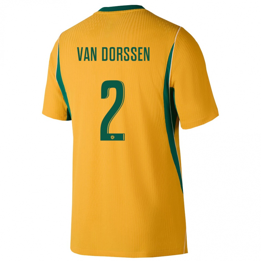 נשים כדורגל אוֹסטְרַלִיָה Ben Van Dorssen #2 צהוב ירוק ג'רזי ביתית 26-28