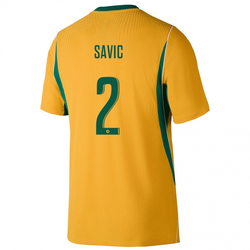 נשים כדורגל אוֹסטְרַלִיָה Marcus Savic #2 צהוב ירוק ג'רזי ביתית 26-28