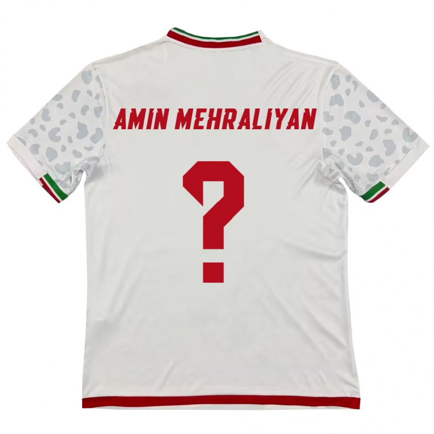 נשים כדורגל איראן Mohammad Amin Mehraliyan #0 לבן אדום ג'רזי ביתית 26-28
